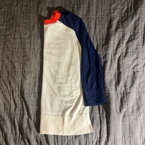 Banana Republic Navy and Cream Sweater with Orange Accents